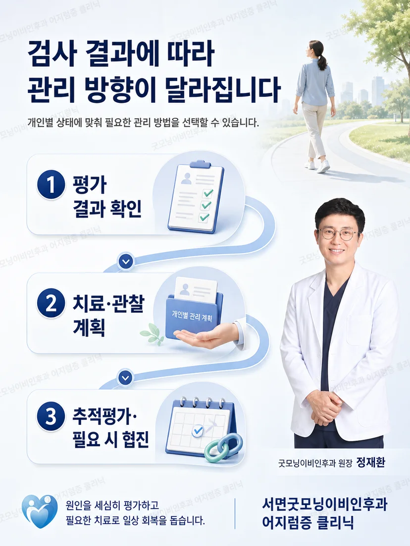 어지럼증 원인에 따른 치료와 관찰 및 재활 결정 과정