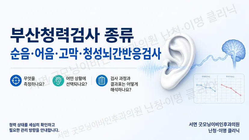 서로 다른 청각 정보를 보여주는 네 가지 청력검사 구성도