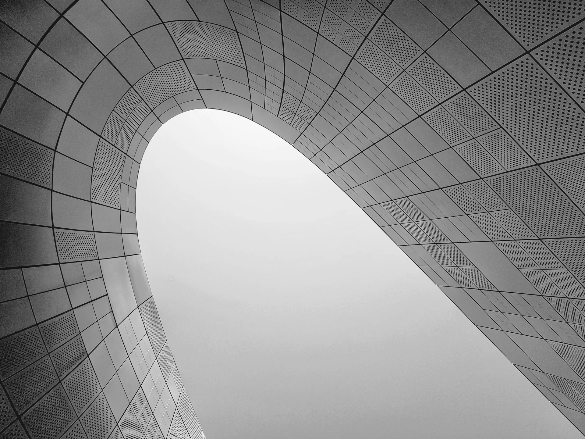 Curved futuristic architecture of Dongdaemun Design Plaza designed by Zaha Hadid in Seoul