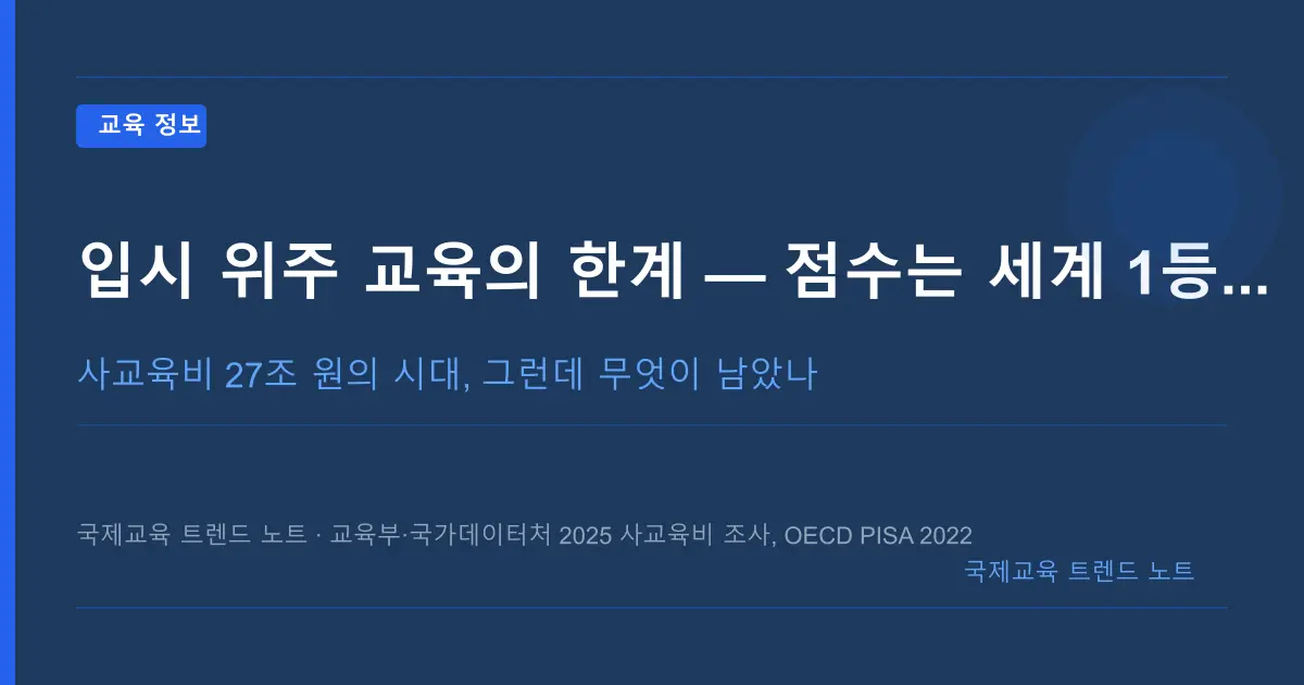 입시 위주 교육의 한계 — 점수는 세계 1등인데, 왜 아이들은 불행할까
