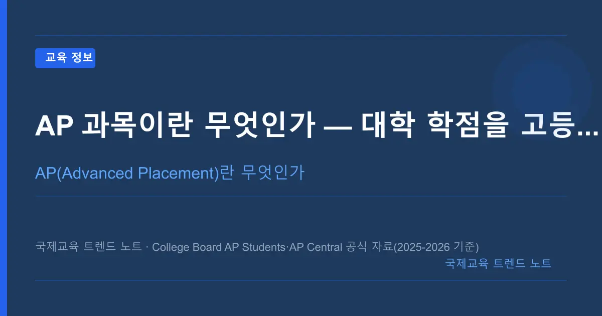 AP 과목이란 무엇인가 — 대학 학점을 고등학교에서 미리 듣는 법