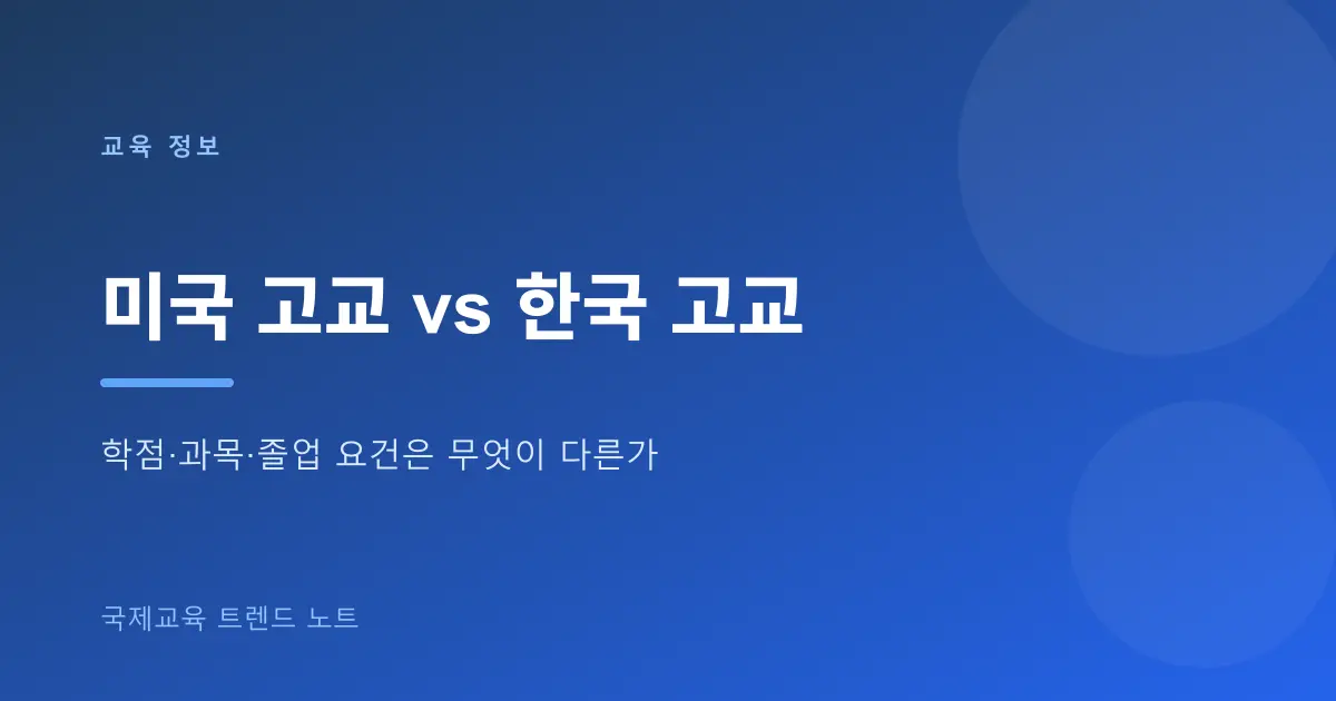미국 고등학교는 한국과 무엇이 다른가 — 학점·과목·졸업 요건 완벽 비교