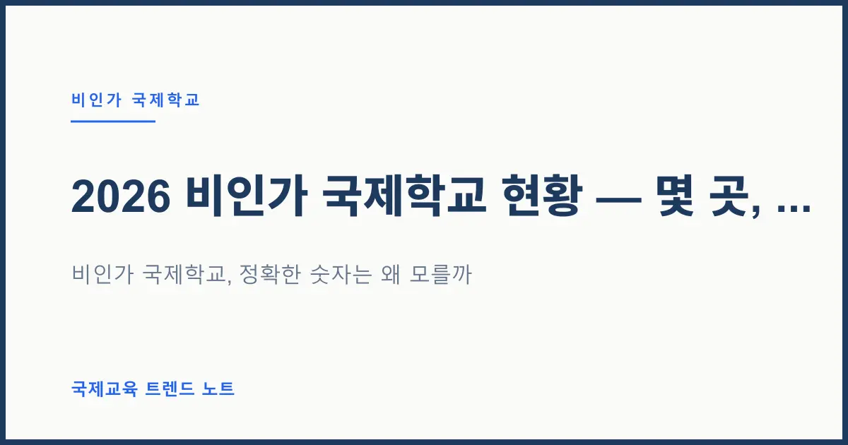 2026 비인가 국제학교 현황 — 몇 곳, 몇 명이 다니나