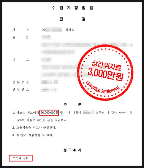 수원이혼 상간녀 위자료 승소는