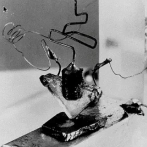 The first transistor made by William Shockley, Walter Brattain, and John Bardeen of Bell Labs